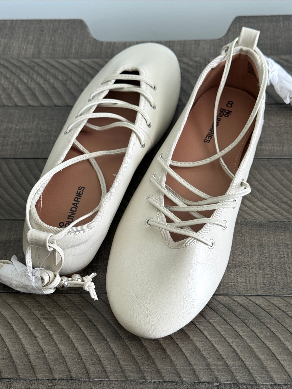 No Boundaries Sintetico Corset Ballet Flats Cream Women’s Size 8 NEW - Picture 5 of 9
